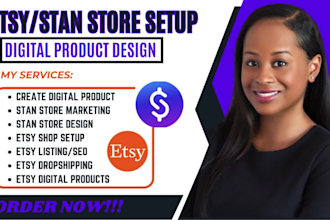 setup etsy digital product store design stan store digital product listing SEO
