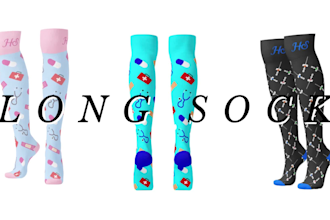 design unique crew ankle long socks and packaging