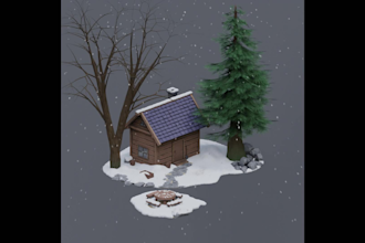 create stylized isometric 3d scenes or props