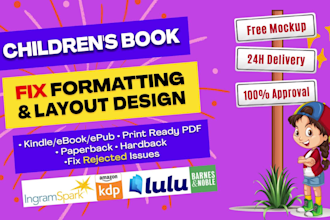 fix kindle ebook formatting and paperback for amazon KDP, ingramspark and lulu
