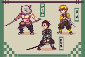draw pixel art character, sprite and pixel art animation for games