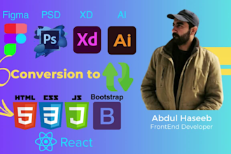 convert figma to HTML, xd to HTML, and PSD to HTML using tailwind or bootstrap5