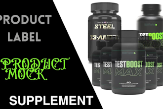 do product label design product mock up supplement product research and listing