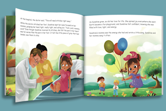 do children story book illustration, formatting, and layout