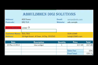 create automated excel invoice system with multi sheet data lookup