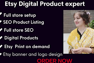 set up esty digital store, esty planner, esty digital products design, listing