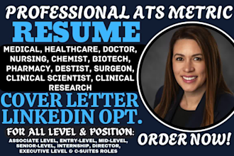 write medical, doctor, nursing, healthcare, chemist phlebotomist pharmacy resume