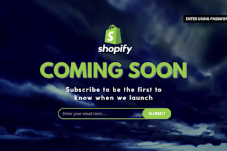 create a shopify password page and landing page for the shopify store