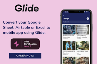 convert googlesheet, airtable, excel to mobile app using glide app, glide expert