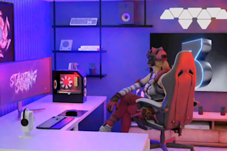create 3d animated starting soon screens for twitch