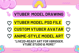 draw vtuber model, 2d vtuber model, live2d model, live 2d vtuber model, vbriger