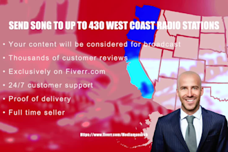 send your song to up to 430 west coast USA radio stations