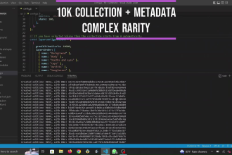 generate 10k nft collection with rarity , metadata ethereum or solana