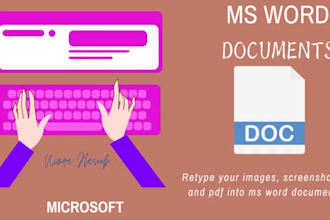transcribe and retype pdf screenshots and images into microsoft word documents