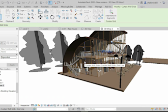 2d, 3d bim model, floor plan, elevation, section, render in revit
