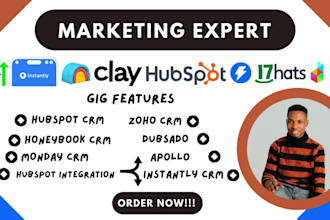 setup clay com, honeybook crm hubspot crm, zoho crm apollo io dubsado 17hats crm