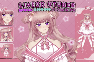 custom 2d vtuber model rigging or live2d vtuber commission for vtuber streaming