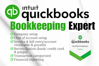 do quickbooks bookkeeping with setup, clean up, and bank reconciliation