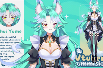 draw and rig live2d vtuber model 2d anime vtuber model live 2d vtuber commission