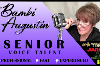 record a senior aged, female voiceover for your project