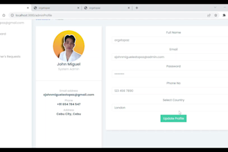 create sign up ,log in page user and admin dashboard