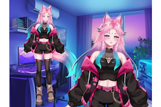 design rig anime live2d vtuber model character illustration for stream twitch