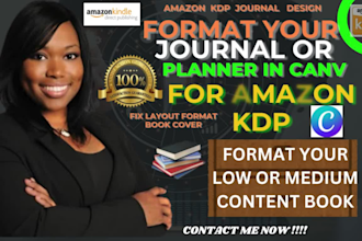 format your amazon KDP journal or planner in canva for amazon book publishing