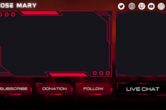 design twitch banner, overlays, emotes, logo, vtuber model