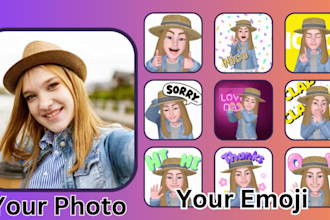 create cute 3d animated character stickers emoji like selfie for whatsapp