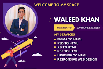 convert figma to HTML psd to HTML xd to HTML pdf to HTML responsive website