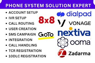 setup zadarma, go to connect, dialpad nextiva 3cx ooma 8x8 call routing IVR  SMS