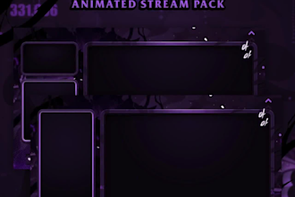 design anime twitch overlay, panels, alerts, emotes, badges, stream assets