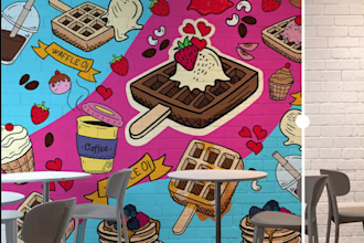 draw a custom hand drawn wall art in doodle style