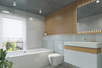 do bathroom interior design in 3d and render
