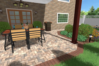 3d design your garden, backyard, patio, terrace, realistic landscape