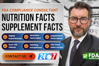 create fda, cfia, eu, fsanz compliant nutrition facts label, supplement label