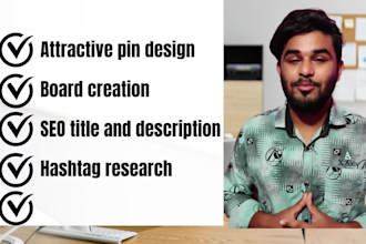 be your pinterest marketing manager for pin post design and SEO board creation
