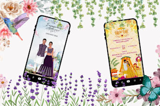 an elegant digital wedding invitation video