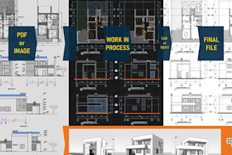 convert architecture sketch drawing by autocad or revit software