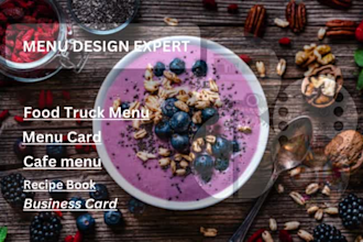 design food truck menu, cafe menu, recipe book, menu card, business card