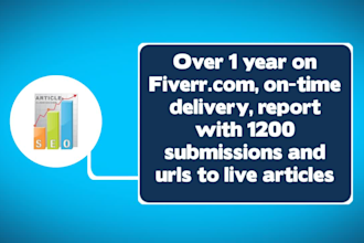 spin and submit Article to over 1200 article directories, top gig 200+ backlinks