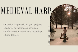 record enchanting medieval harp music for your project