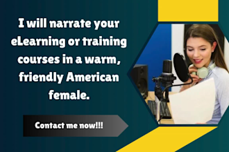 narrate your elearning or training courses in a warm, friendly american female