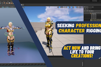 rig 3d characters in maya  for maya, unreal, unity and games