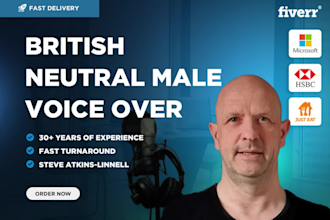 record a professional neutral and compelling british male voice over