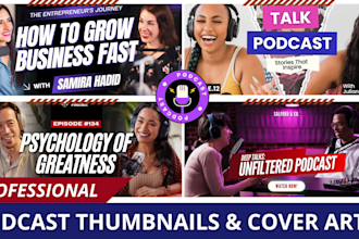 design professional podcast thumbnail and podcast cover art