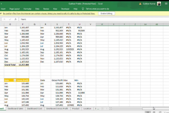 create ms excel dashboard, table, charts, graphs, data scrap