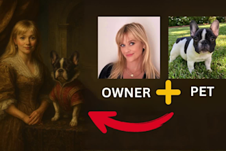 create a royal portrait of you and your pet from your photos