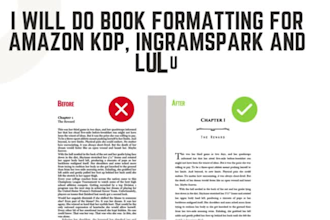 do book formatting for amazon kdp, ingramspark and lulu