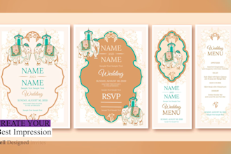 make luxury wedding invitation, menu, and table number